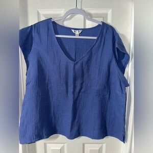 Blue V-Neck Women's Top
